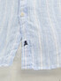 Scalpers icon linen shirt in light blue stripes