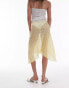 Topshop jersey hanky hem 90s length lace skirt in yellow