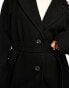 Vila belted formal midi coat in black