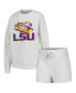 Women's Ash LSU Tigers Team Effort Pullover Sweatshirt and Shorts Sleep Set