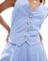 Kaiia linen look waistcoat co-ord in soft blue