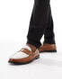 ASOS DESIGN penny loafers in tan and white leather