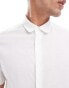 ASOS DESIGN regular smart linen shirt with penny collar in white