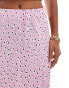 Pieces Petite side slit midi skirt in pink floral