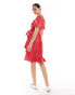 ONLY frill wrap mini dress in red ditsy floral