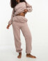 ASOS DESIGN lounge microfleece sweat & jogger set in mink