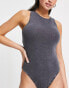 Brave Soul renee acid wash racer neck bodysuit