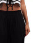 Mango soft touch wide leg trousers in black