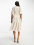 French Connection tiered midi smock dress in beige gingham