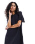 YAS jersey maxi t-shirt dress with broderie sleeves in black - BLACK