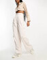 ASOS DESIGN Tall wide leg trouser with patch pockets in ecru