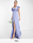 TFNC Tall Bridesmaid – Maxikleid in Puderblau mit Zierknoten vorne