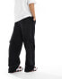 ASOS DESIGN wide scuba joggers in black with cargo pockets - BLACK