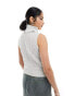 Weekday Cherin knitted half zip high neck vest in light grey