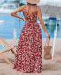 Women's Red Floral Sweetheart Twist & Keyhole Maxi Beach Dress