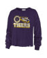 Women's Purple Distressed LSU Tigers Bottom Line Parkway Long Sleeve T-shirt