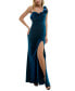 Juniors' Rosette-Trim Velvet Evening Gown