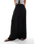 Mango soft touch wide leg trousers in black