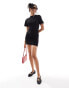 New Look short sleeve ruched side mini dress in black