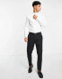 ASOS DESIGN skinny sateen shirt with deep mandarin collar in white