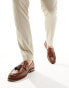 Walk London Torbole Weave Tassel Loafers In Tan Embossed Leather