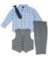 Baby Boys Sharkskin Suit Vest, Pants, Shirt and Tie, 4 Piece Set