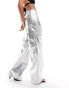 AFRM wynn co-ord wide leg cargo trousers in silver faux leather