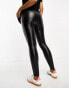 Threadbare Maternity faux leather seam detail leggings in black