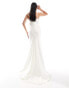 YAS Bridal satin maxi cami dress with train in white - WHITE