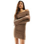 Aria Cove knitted bardot mini dress in mocha