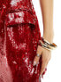 Kaiia structured sequin bandeau mini dress in red