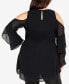 Plus Size Hi Lo Cold Shoulder Long Sleeve Top