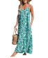 Women's Green Tropics Sleeveless Flowing Maxi Beach Dress