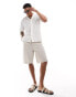 Jack & Jones oversized revere collar seersucker stripe linen shirt in white