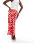 Wednesday's Girl swirl print bias cut midaxi skirt in red