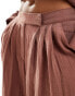 ASOS DESIGN wide leg trouser with pleat detail in textured fabric in rust co-ord