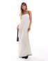 ASOS DESIGN linen blend contrast strap maxi dress in natural