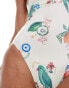 ASOS DESIGN Tall v-front swimsuit in postcard print