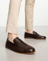 Walk London Chris woven tassel loafers in brown leather