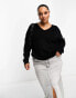 ONLY Curve v neck jumper in black