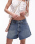 Topshop denim lover short in mid blue