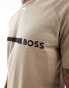 Boss slim fit beach t-shirt in brown