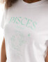 Pieces zodiac t-shirt with "Pisces" print in white