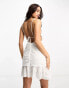 Stradivarius broderie cami dress in white