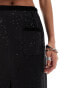 Kaiia boucle split front pocket detail maxi skirt co-ord in black