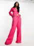 French Connection textured trousers in fuchsia pink co-ord