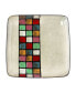 Grace 16 Piece Multicolored Square Stoneware Dinnerware Set, Service for 4