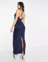 NaaNaa cowl neck satin maxi dress in navy