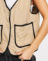 Noisy May contrast trim quilted gilet in beige