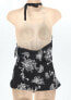 Athena Rem Womens Swimwear Floral High Neck Black White Tankini Top Size 8